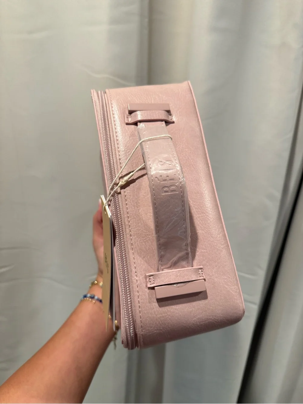 BEIS Blush Pink Structured Cosmetic Case with Top Handle
